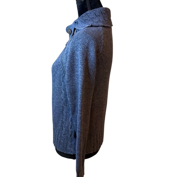 Woolrich | Heather Blue Split Button Cowl Neck Sweater | Sz S - Picture 4 of 9